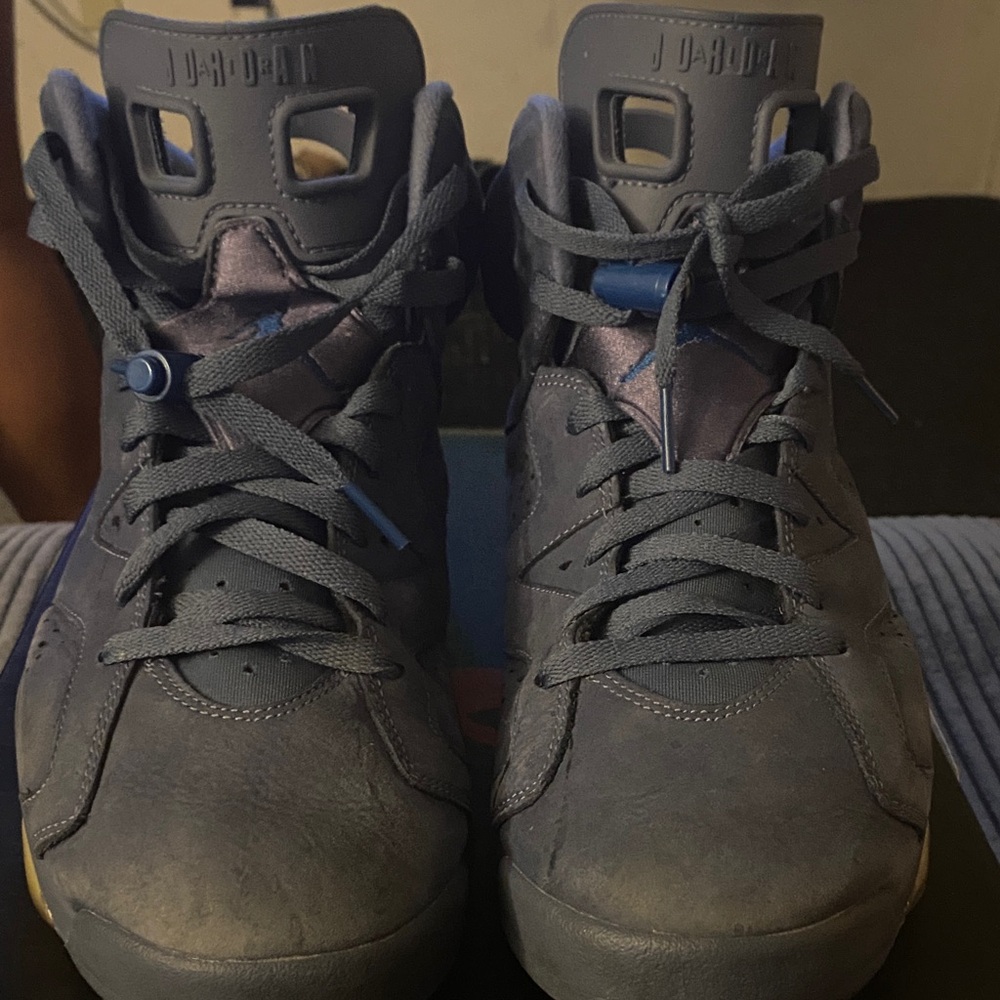 Jordan Dark Gray Sneakers with Blue Accents used
